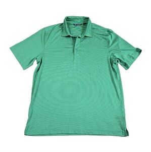 Cutter & Buck Green Dry Tec Polo Shirt Mens Large Striped Golf Preppy Outdoor